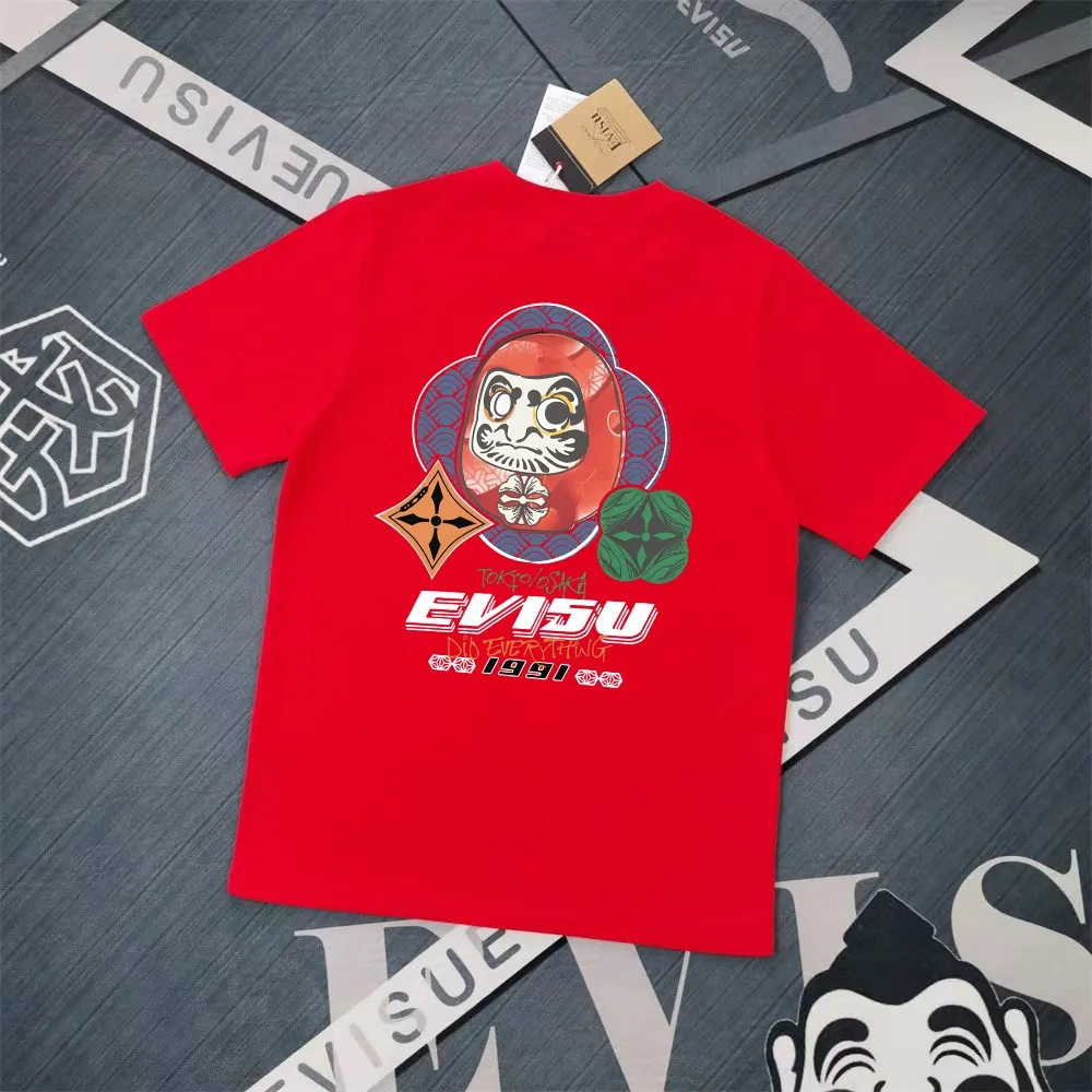 Evisu 2025New Arrival T ⚠ Quality⚠ Same Style T 。 ，Black S-XXL，White S-XXL，Gray M-XXL，Red S-XXL， Red M-XXL Blue M-XXL